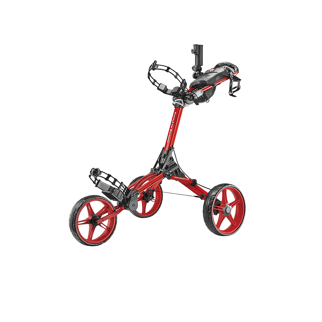 CaddyTek CaddyLite Compact - Golftralle med 3 hjul – Rød